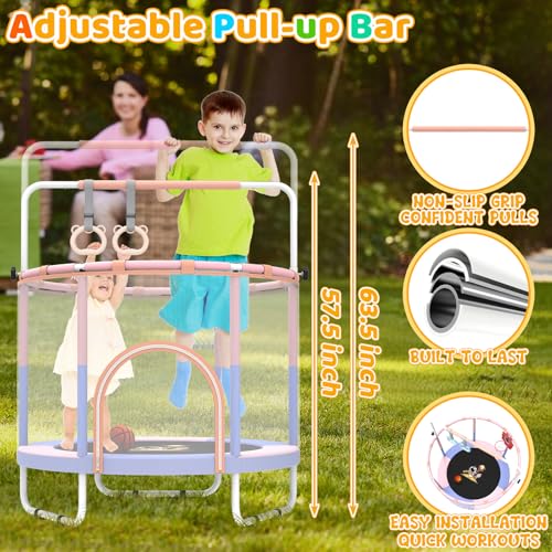 60" Toddler Trampoline with Safety Enclosure Net N2263