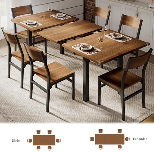 7-Piece Extendable Dining Table Set with 6 Chairs G746915