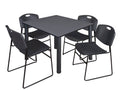 48x22 Square Breakroom Table with 4 Stack Chairs C3651