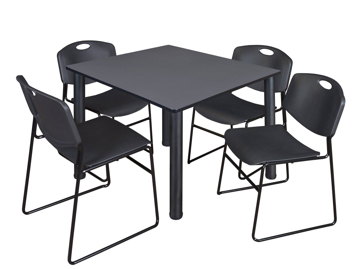 48x22 Square Breakroom Table with 4 Stack Chairs C3651