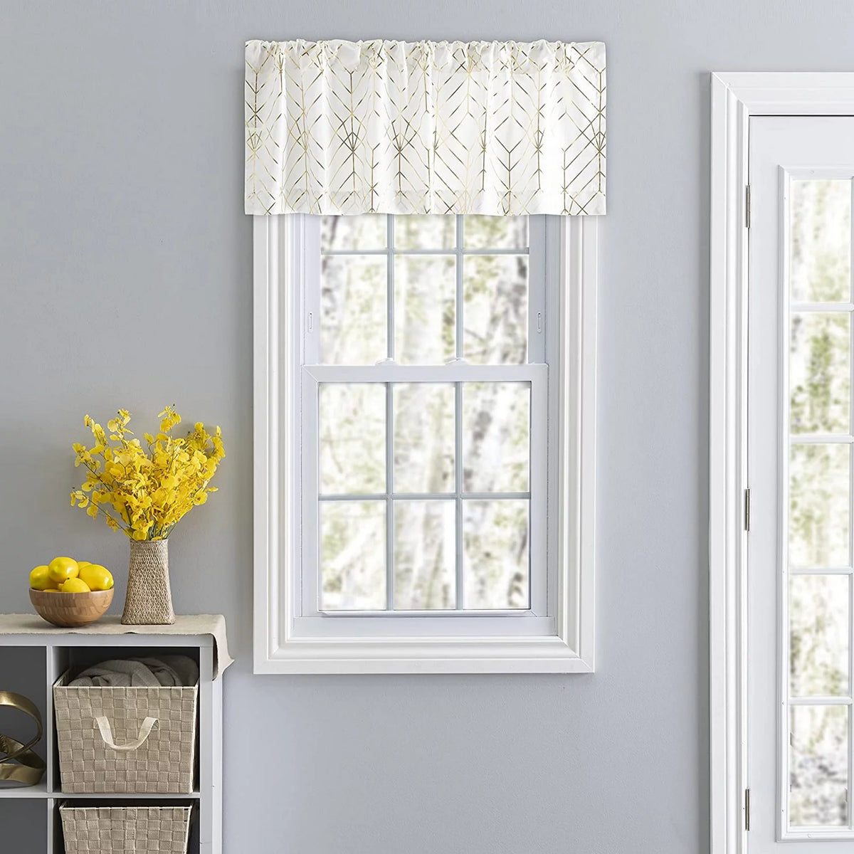 Gold Crushed Taffeta Rod Pocket Valance N71594