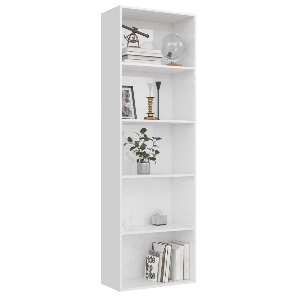 5-Tier High Gloss White Chipboard Book Cabinet X57698