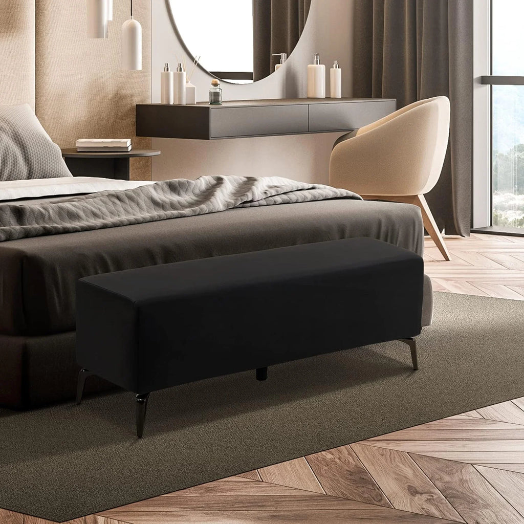 Black Faux Leather Waiting Room Bench S594091