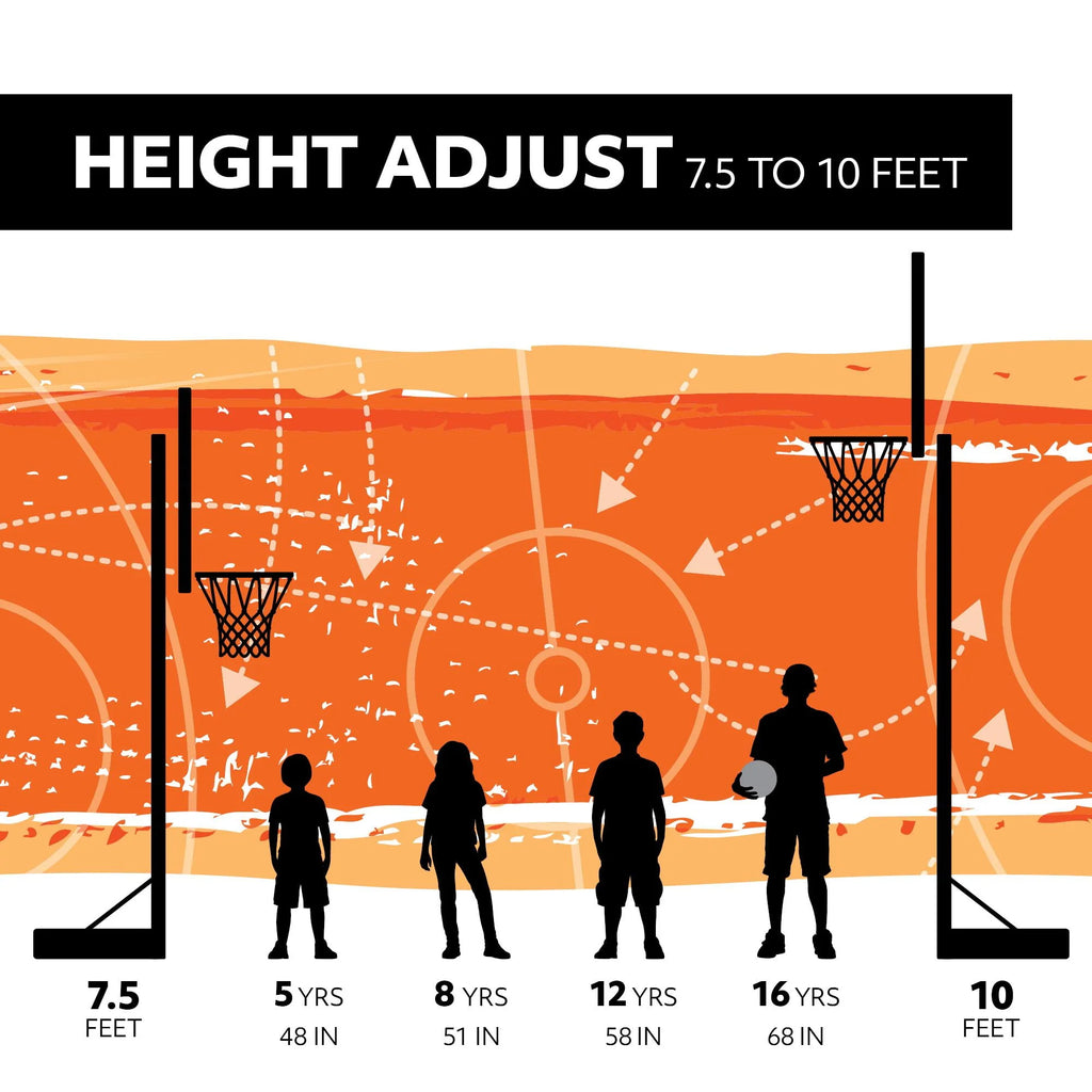 Adjustable Portable Basketball Hoop 44-Inch Polycarbonate K515