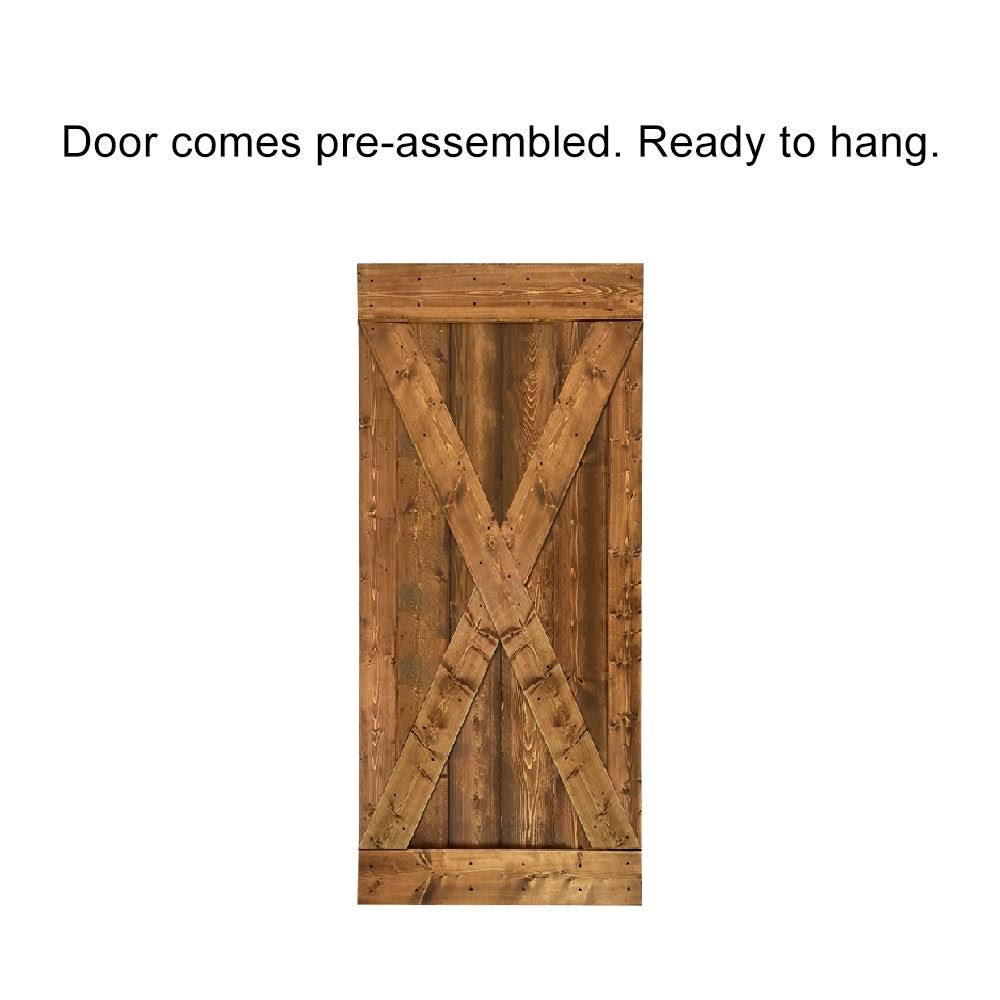 Cherry Red Stained Wood Interior Sliding Barn Door with Hardware Kit V835