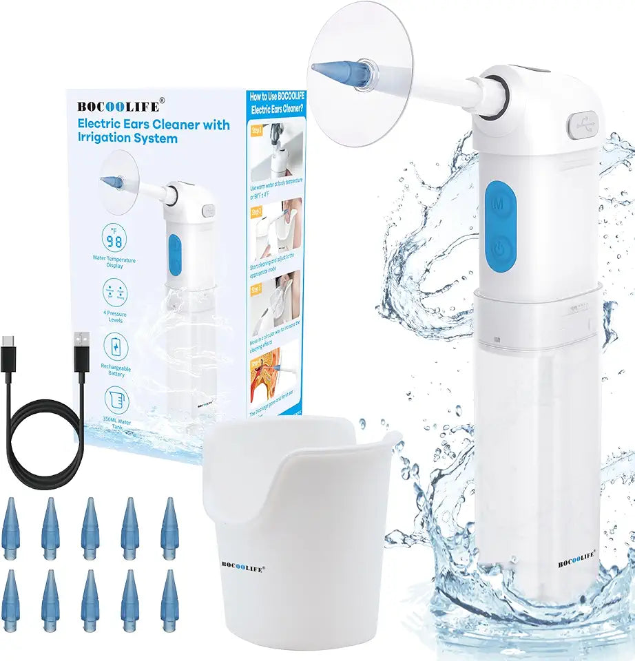 Electric Ear Cleaning Kit Waterproof 4 Water Pressure Modes 10 Tips N79109