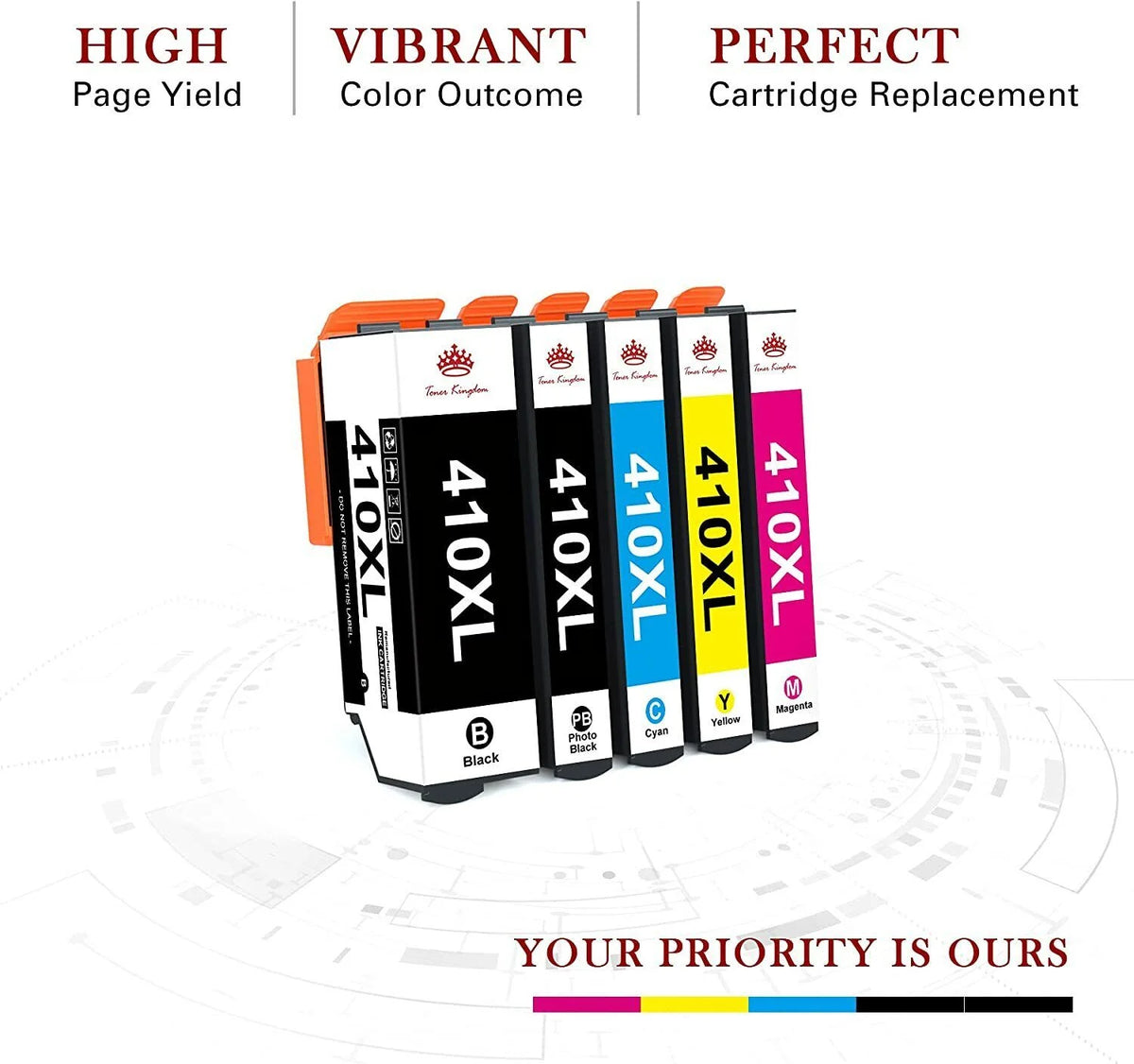 410 Ink Cartridges High Yield 5-Pack for Epson Printer W426200