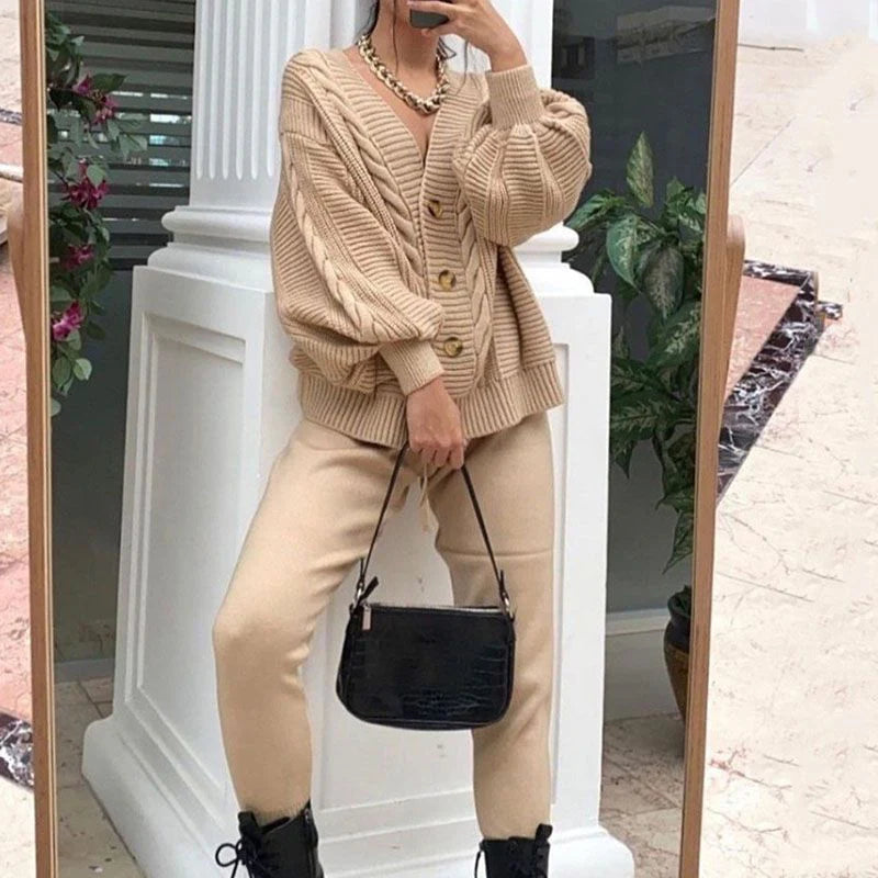 Chunky Knit Sweater and Pants Set F90803