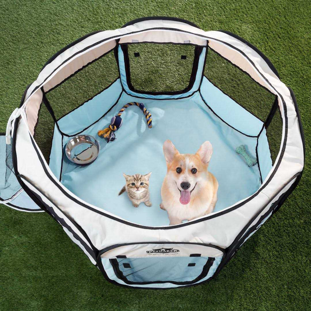 Pop-Up Pet Playpen with Carrying Case Blue T756