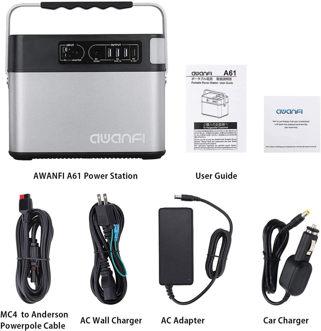 Portable Power Station 500W, 505Wh/140400mAh Pure Sine Wave Solar Generator with 2 AC Outlets, 12V DC, 3 USB, Emergency Light, Lithium Battery V239669