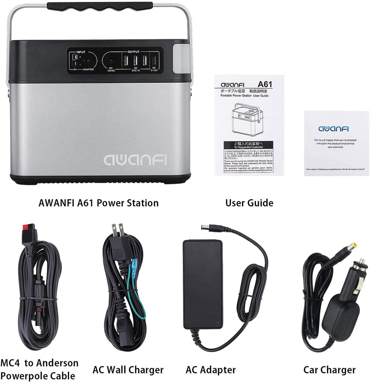Portable Power Station 500W, 505Wh/140400mAh Pure Sine Wave Solar Generator with 2 AC Outlets, 12V DC, 3 USB, Emergency Light, Lithium Battery V239669