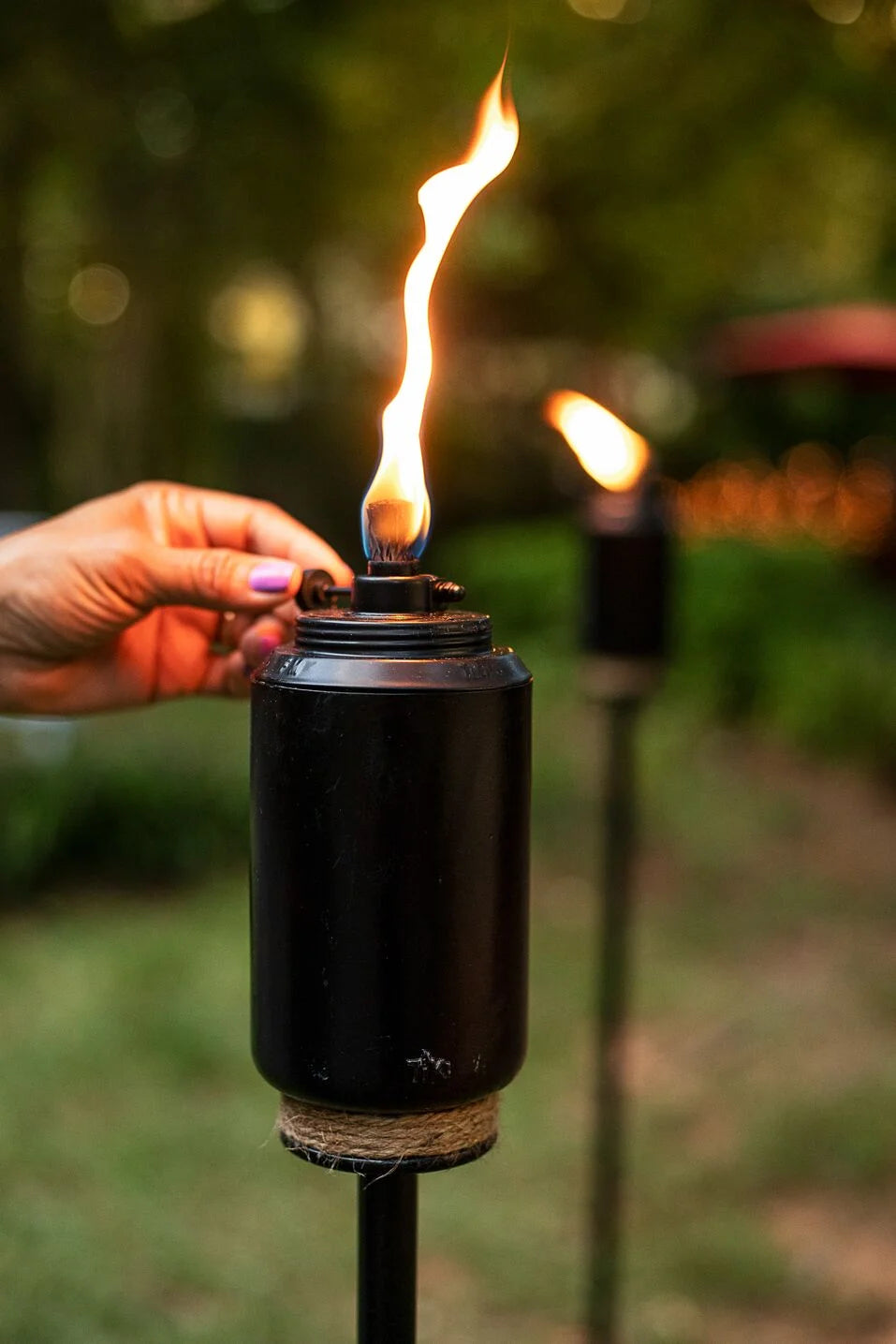 Adjustable Flame 65" TIKI Torch Resin Black S62711