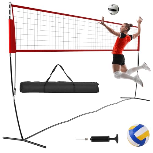 Portable Volleyball Training Net with Adjustable Heights D5305