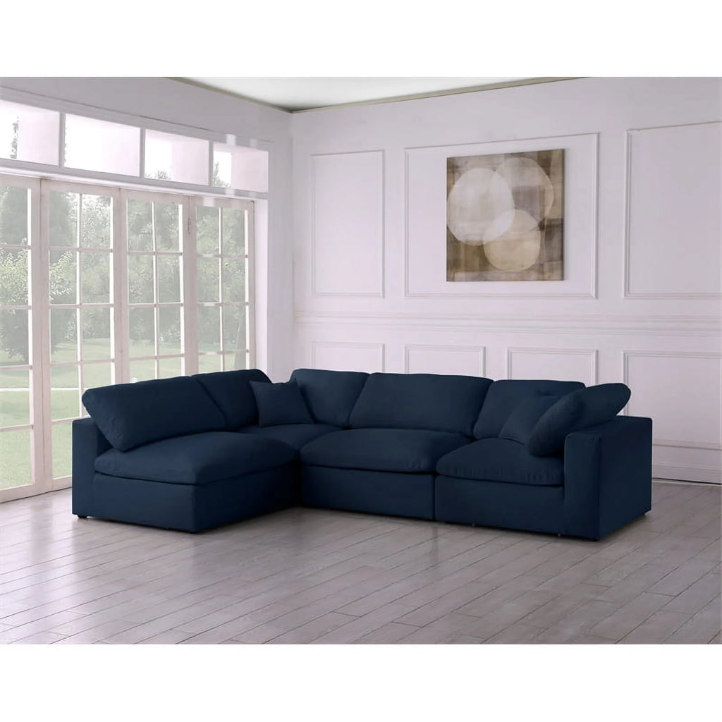 Navy Linen Fabric Modular Sectional S1043