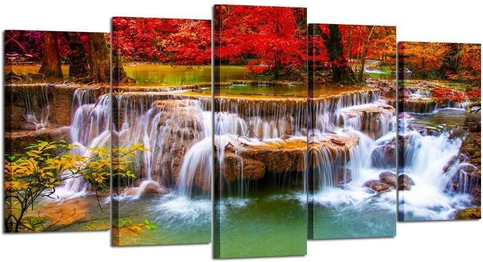 Green Dreamlike Waterfall Canvas Print Wall Art X63398