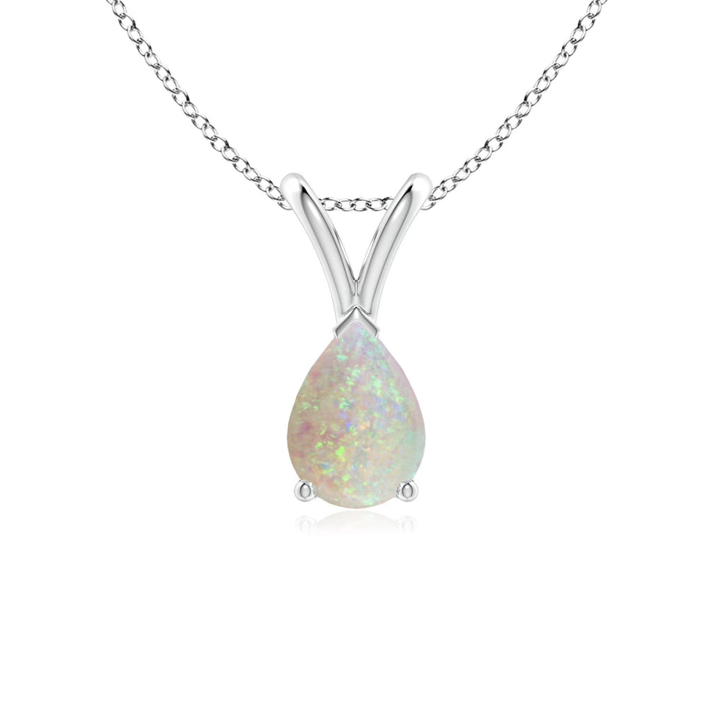 Natural 7x5mm Pear Opal Solitaire Pendant Necklace in Sterling Silver C622085
