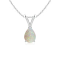Natural 7x5mm Pear Opal Solitaire Pendant Necklace in Sterling Silver C622085