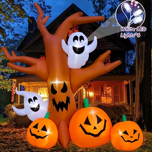 8 Ft Halloween Inflatable Dead Tree with Ghosts Pumpkins R281380