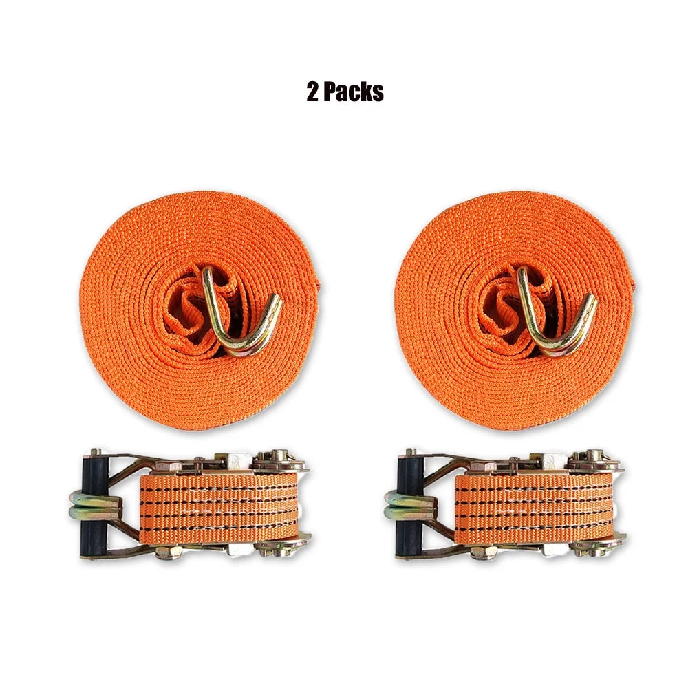Heavy Duty Ratchet Straps with Double J-Hooks, 2 inch x 26.25 Feet, 11000 Lbs, 2 Packs V66341