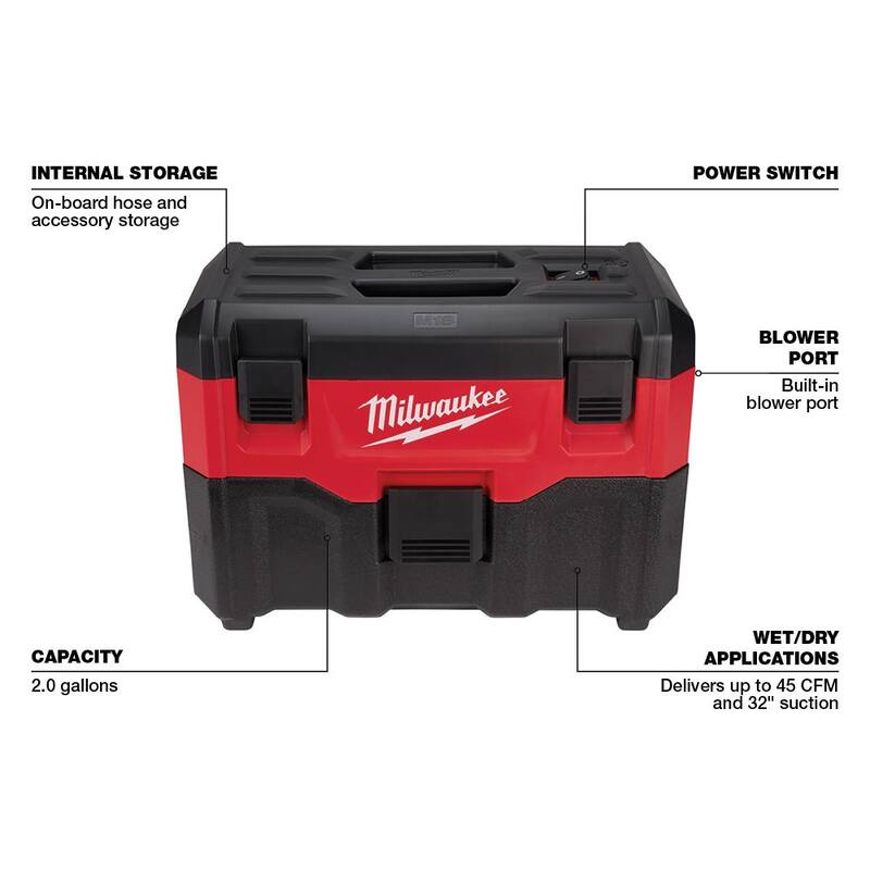 18-Volt 2 Gal. Cordless Wet/Dry Vacuum with 3.0 Ah Batteries P797