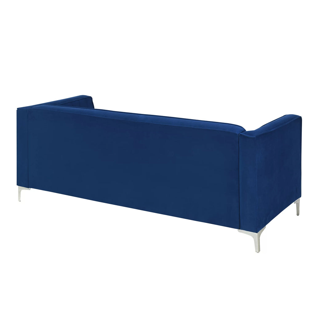Blue Velvet Loveseat Sofa with Metal Legs Y90582