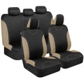 Beige Two-Tone Full Set Car Seat Covers O184818