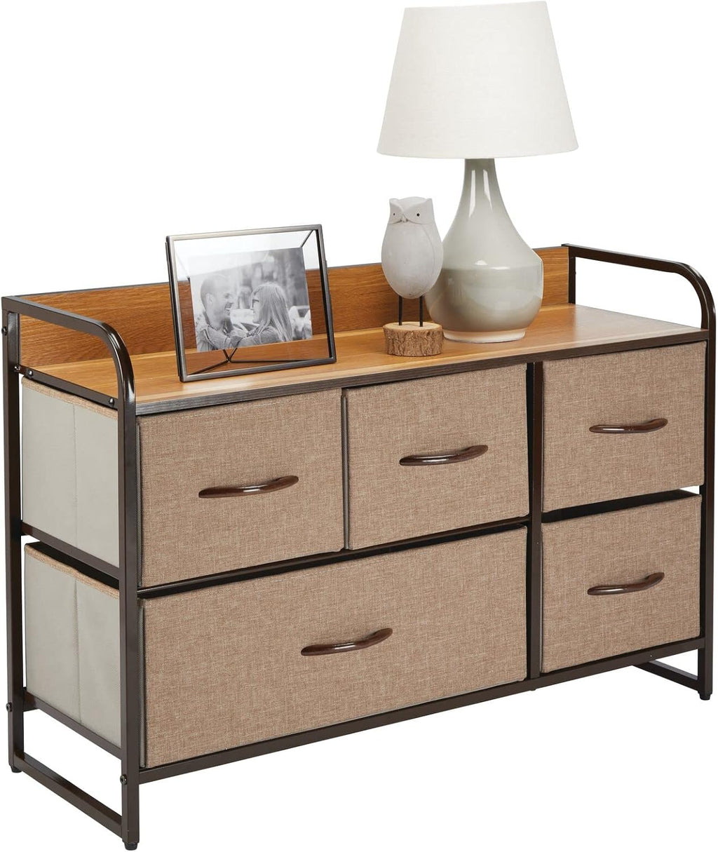 5 Removable Fabric Drawers Coffee Espresso Brown Storage Dresser E561