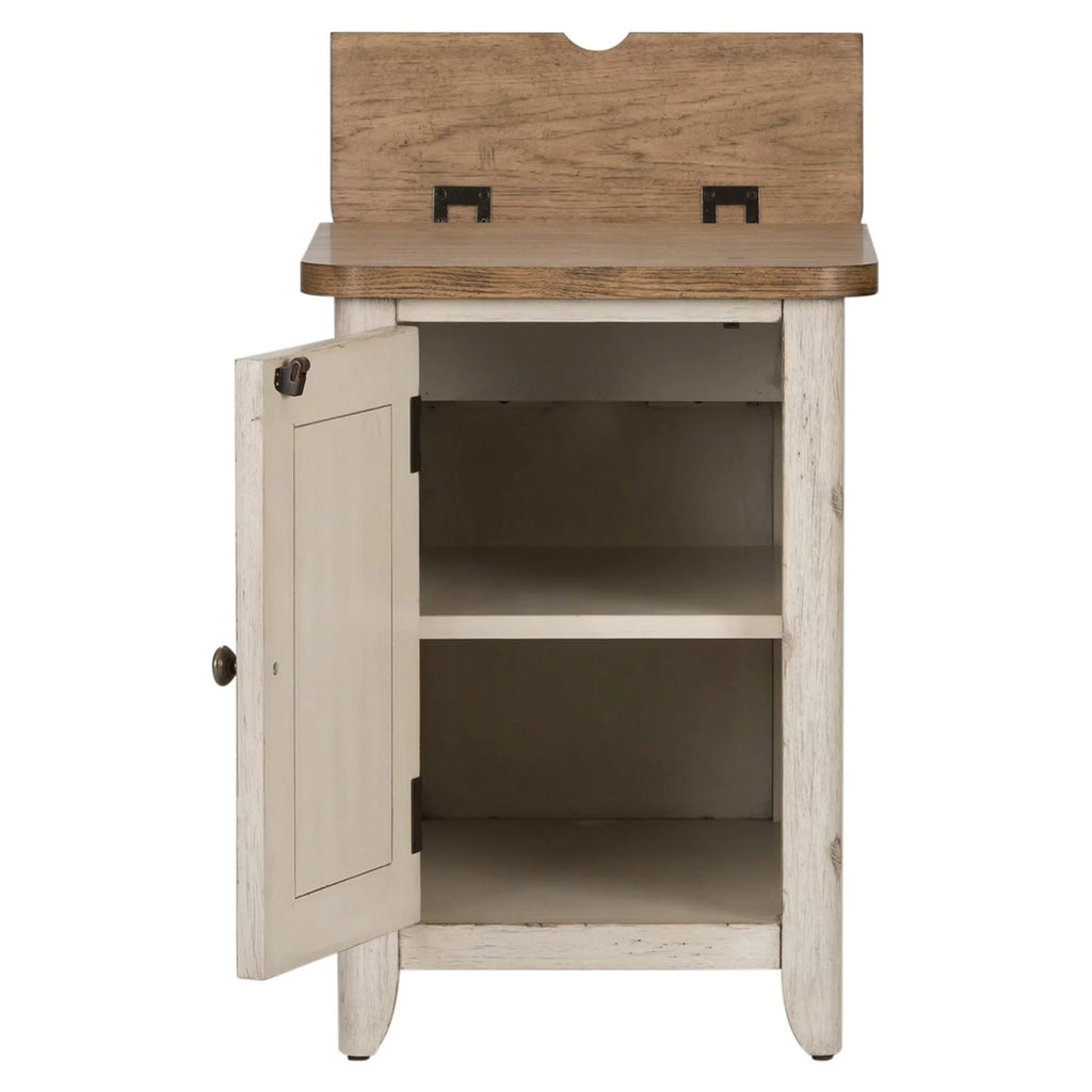 White Door Chair Side Table with Charging Station U909