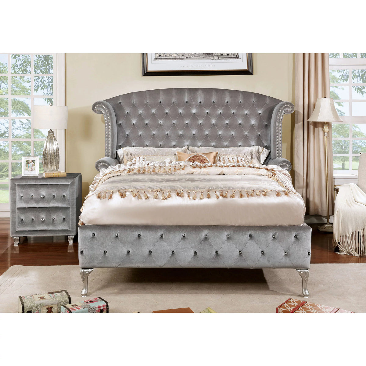 Queen Gray Platform Bed S1824