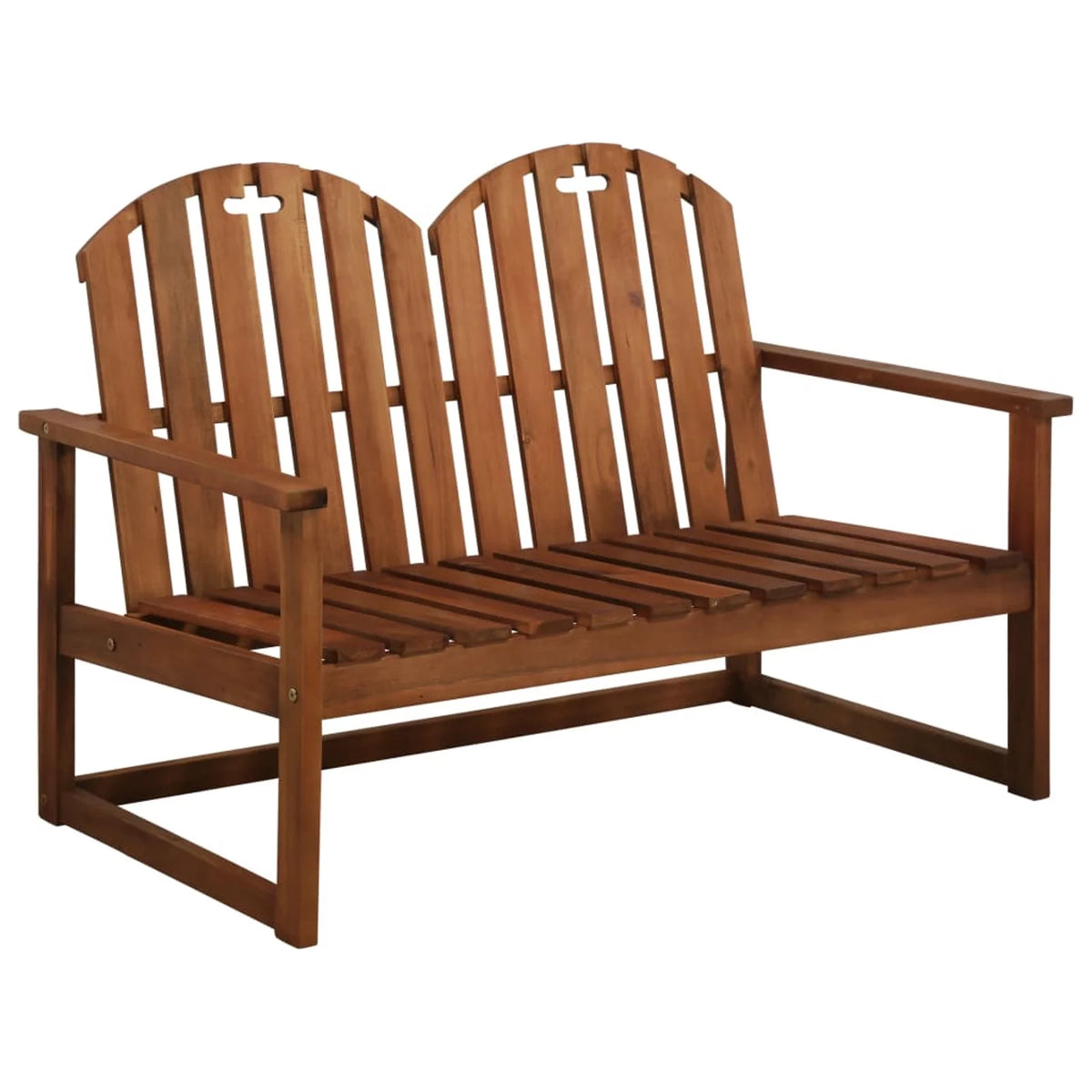 2-Seater Acacia Wood Garden Bench with Backrest and Armrest G676853