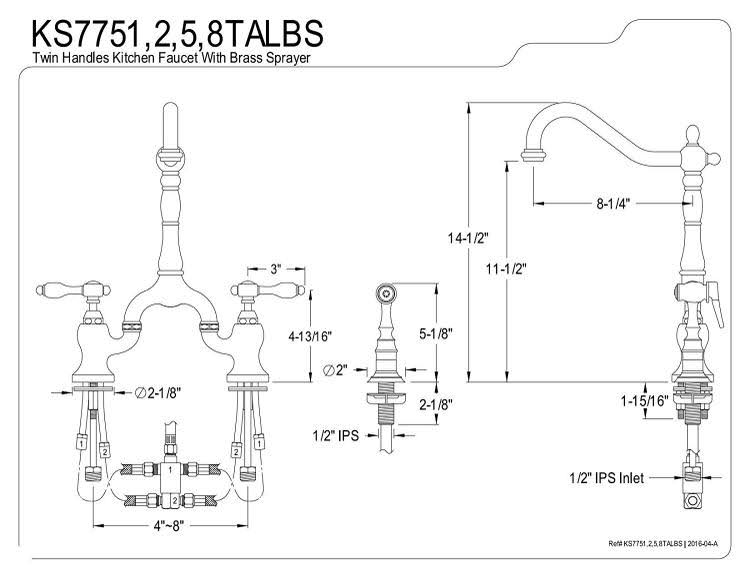 Oil Rubbed Bronze Bridge Kitchen Faucet with Brass Sprayer Y1034