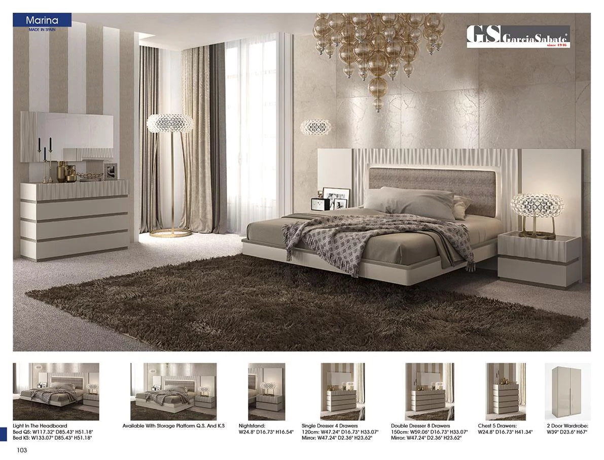 Taupe Mat & Gloss 5 Drawer Chest Q36933