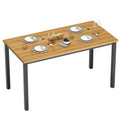 55 inch Teak Black Wood Office Desk with Metal Frame Z5891