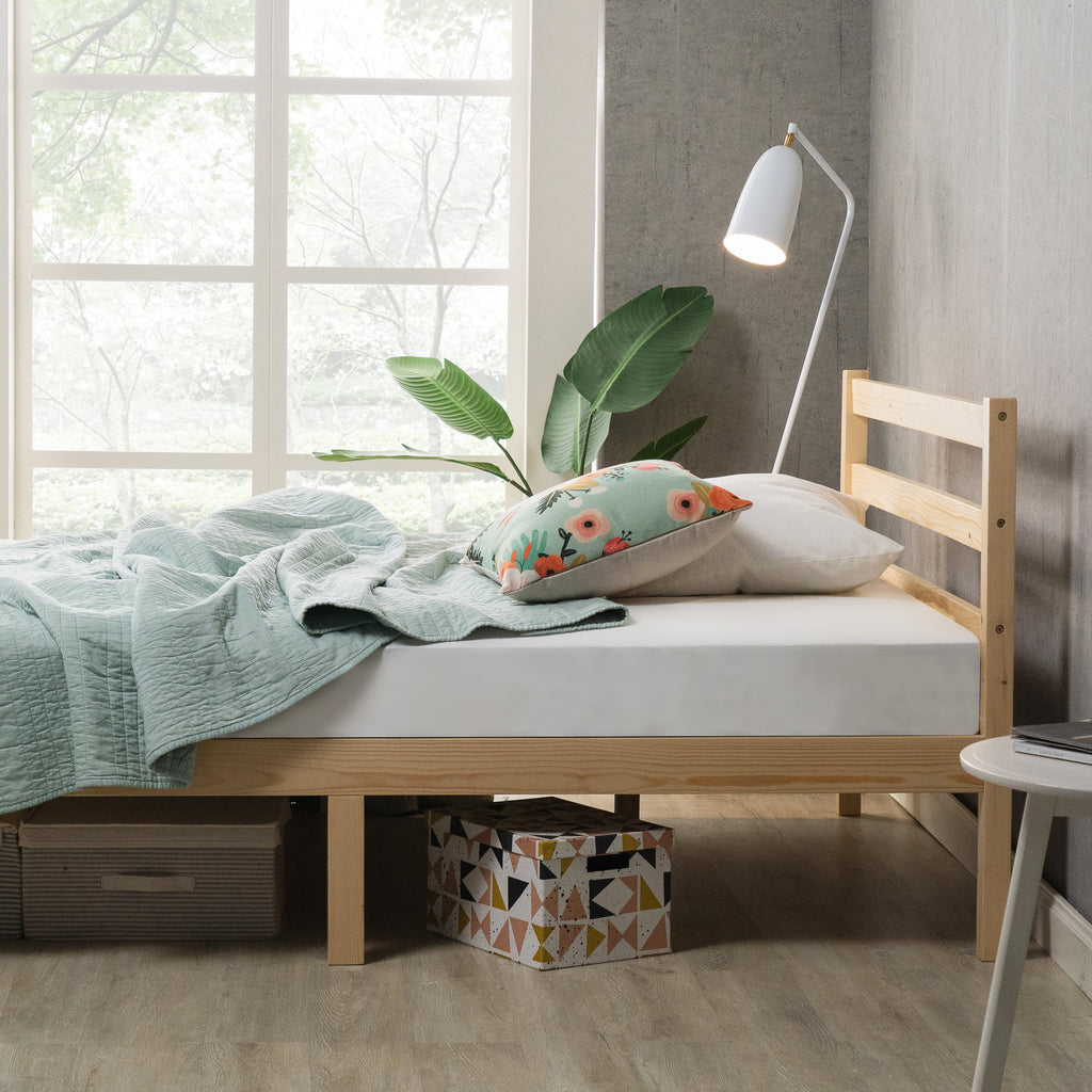 King Wood Platform Bed Frame with Headboard J90711