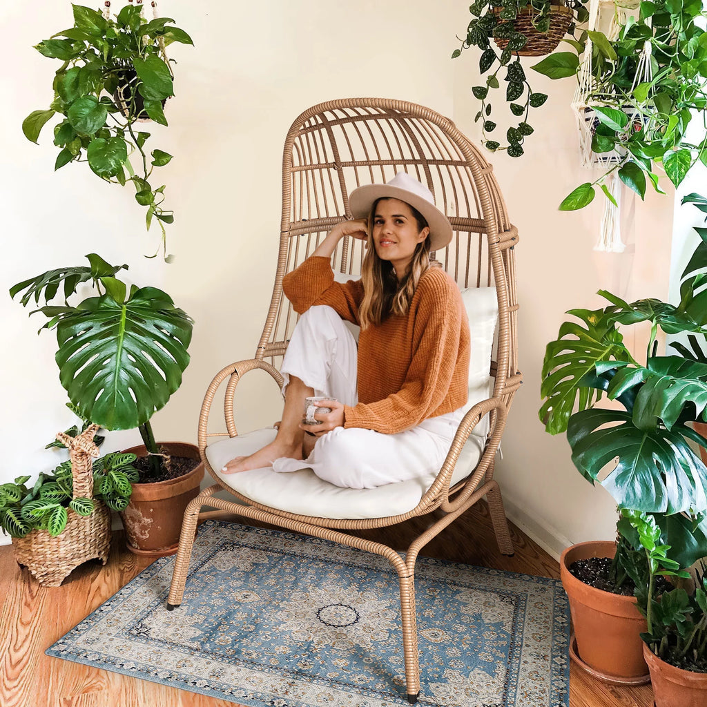 Oversized Wicker Egg Chair with Steel Frame P580