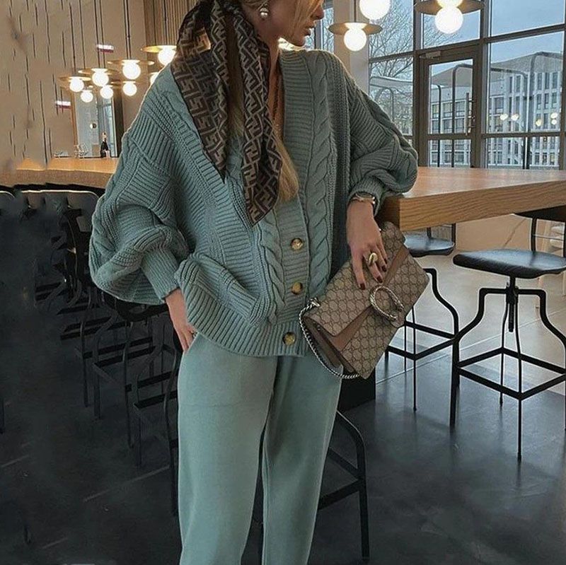 Chunky Knit Sweater and Pants Set F90803
