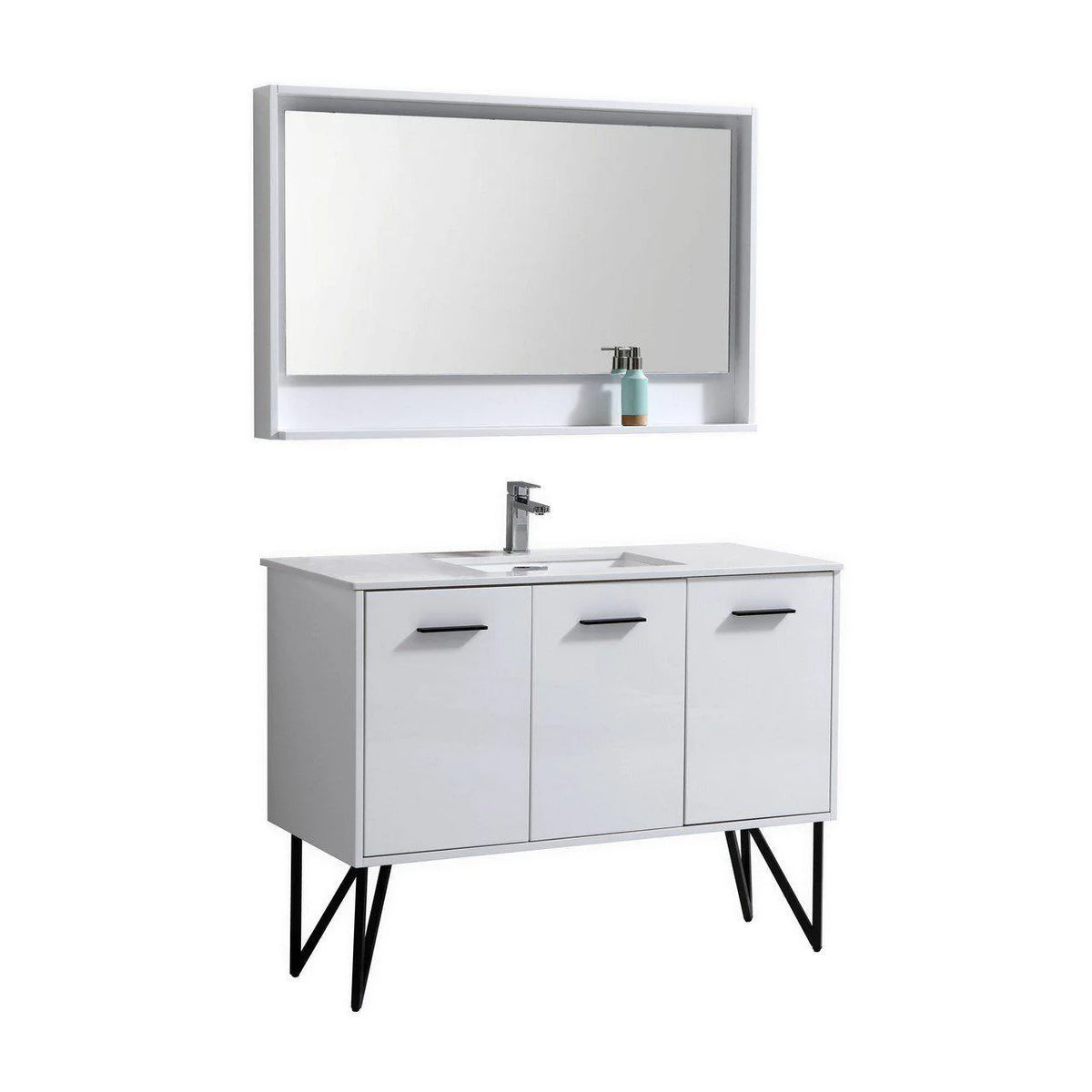 48 in. High Gloss White Bathroom Vanity with Mirror T6545