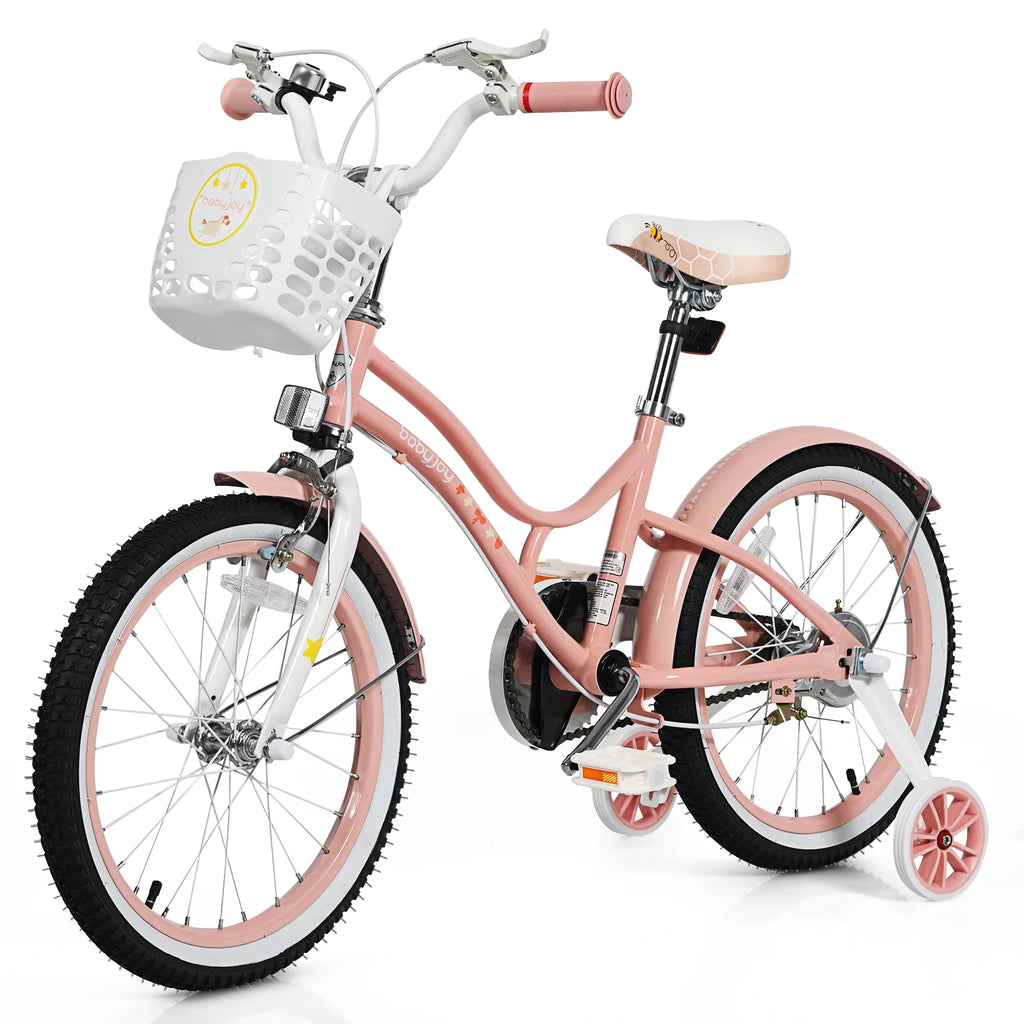 Kids Bike with Removable Training Wheels & Adjustable Seat Purple I63453