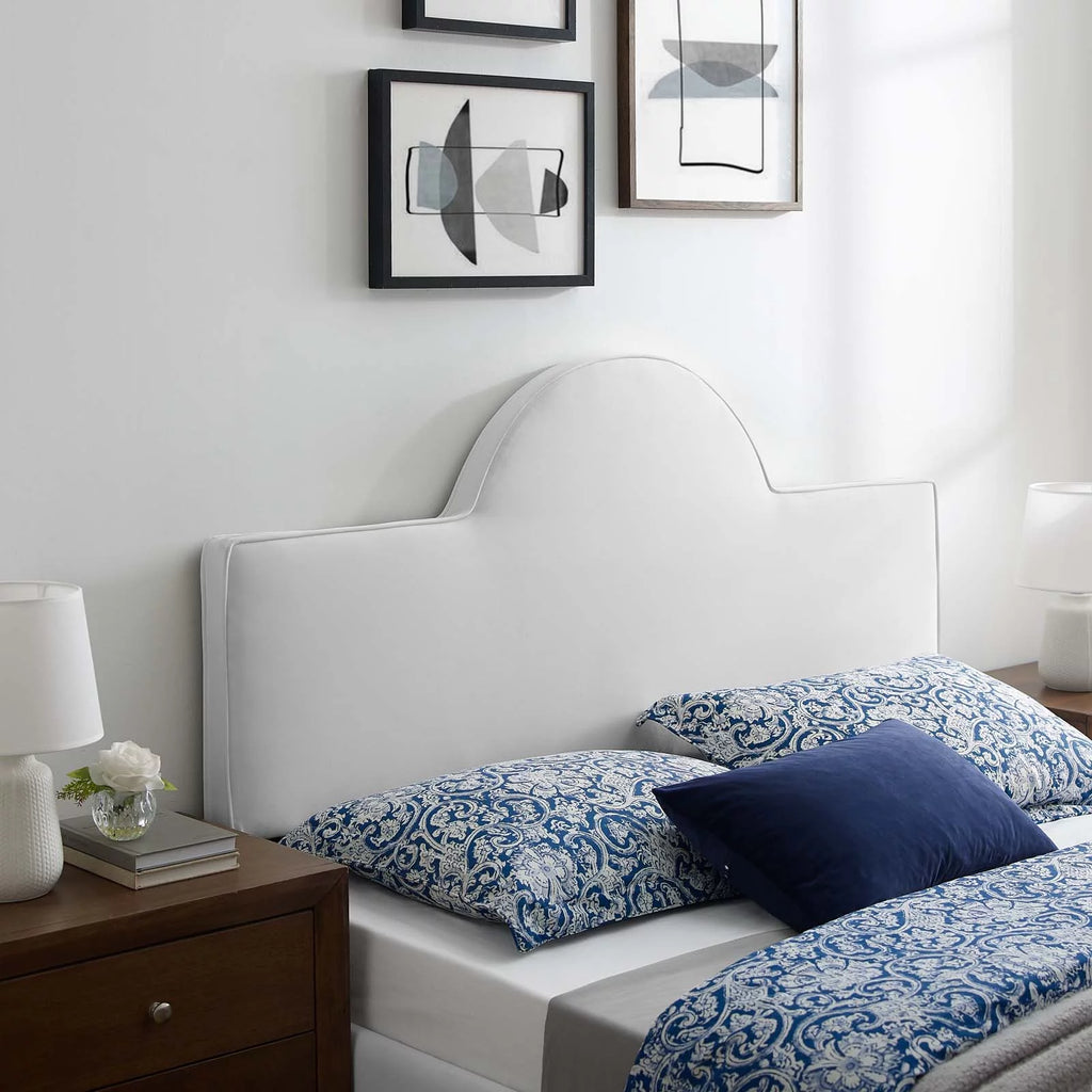 King/California King White Velvet Headboard B3440
