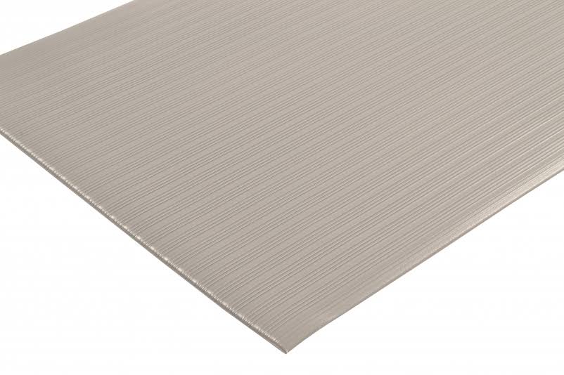 Anti-Fatigue Mat, 3 ft W x 60 ft L x 3/8 in, PVC Foam, Ribbed, Black Z113