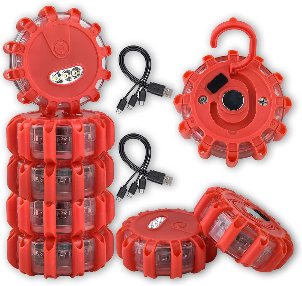 8 Pack Rechargeable LED Road Flares with Magnetic Base J2687