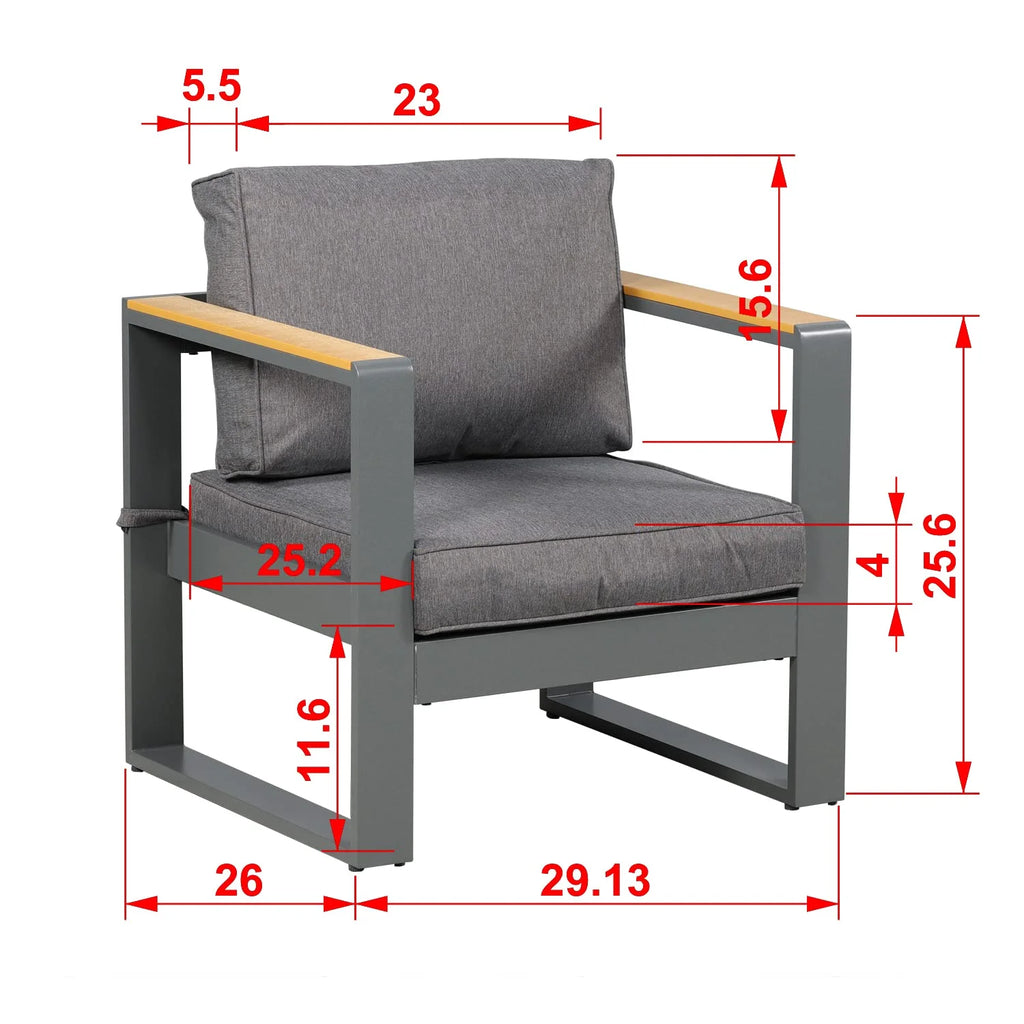 2 PCS Aluminum Outdoor Sofa with Cushions J2088