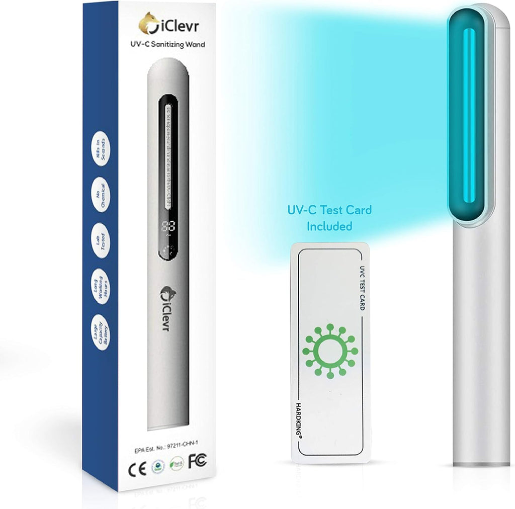 UV-C Light Sanitizer Wand, 253nm UV Sterilizer Rechargeable Handheld Ultraviolet Portable, UVC Test Card Included G576