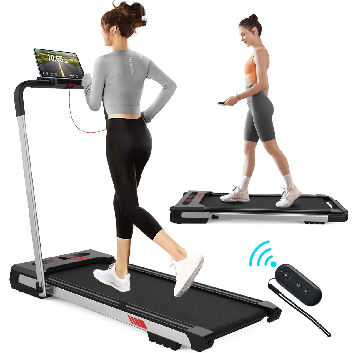 3.5 HP 2 in 1 Folding Treadmill 300lb Capacity Black B957