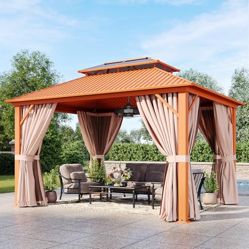 10x12 Aluminum Gazebo with Steel Roof and Netting V851898