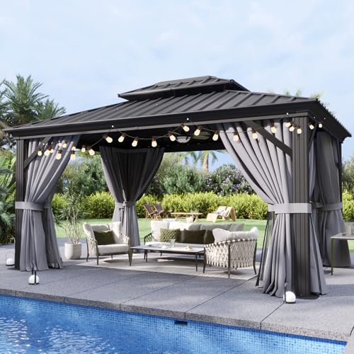 10x12 Aluminum Gazebo with Steel Roof and Netting V851898
