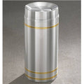 Satin Aluminum Waste Receptacle with Brass Bands X529619