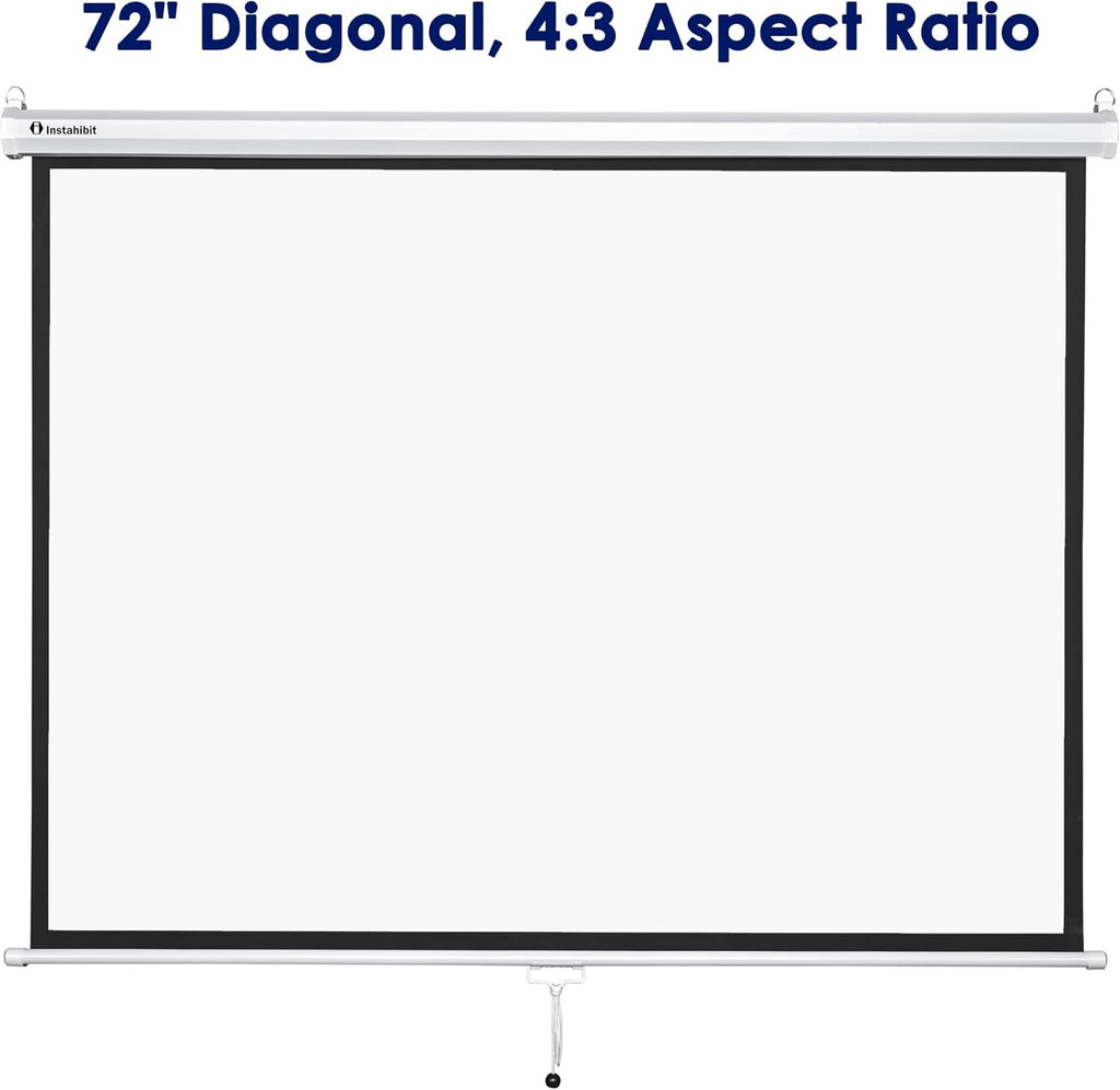 72" Diagonal 4:3 Manual Pull Down Projection Screen Matte White M66410