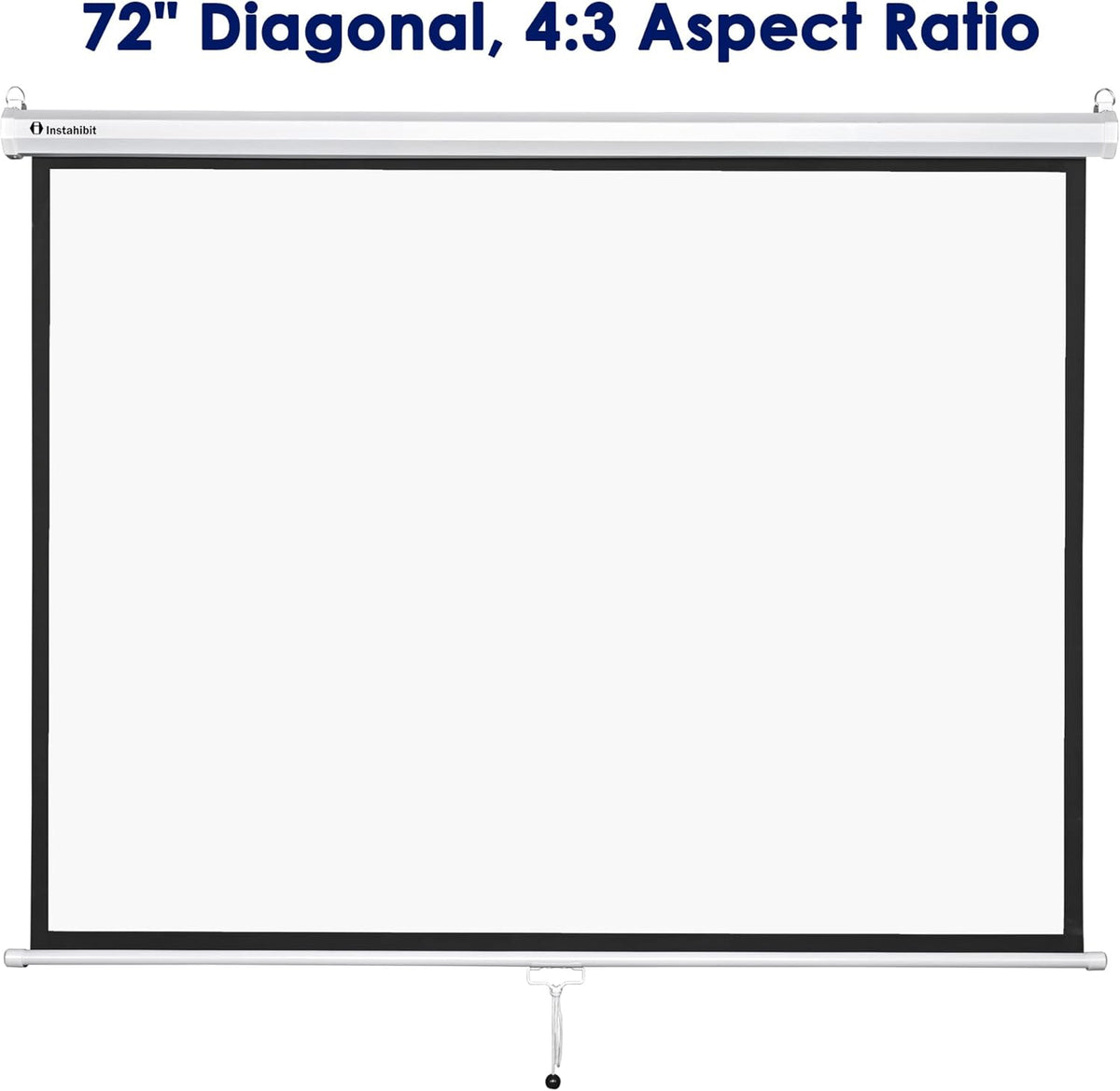 72" Diagonal 4:3 Manual Pull Down Projection Screen Matte White M66410