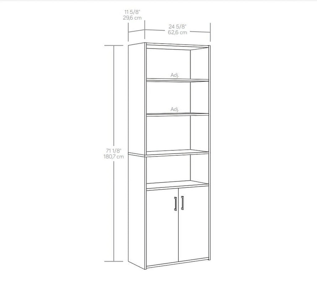 5 Shelf Bookcase with Doors, Black O203